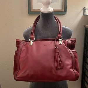 Perlina Berry Color Leather shoulder Handbag
